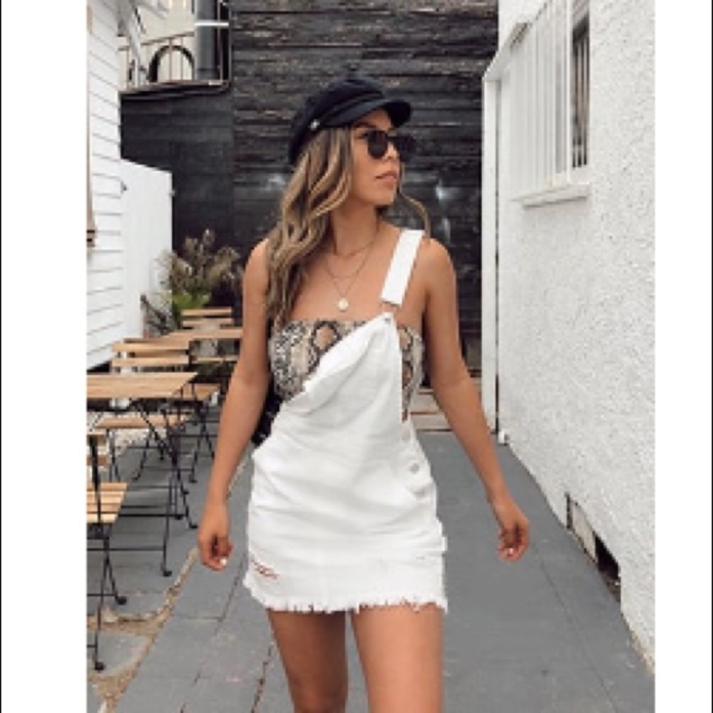 White overall dress